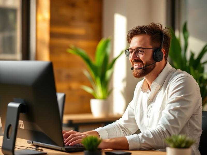 IT support technician helping a business client